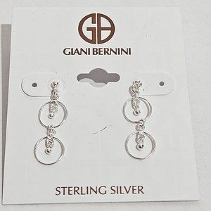 Giani Bernini Double Ring Drop Earrings in Sterling Silver